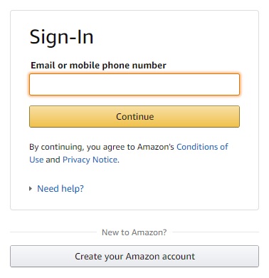 Sign in or Create Amazon Account