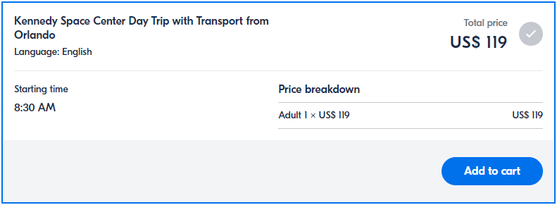 Check the Price Breakdown and the Starting Time of the Tour - Click on Add to Cart