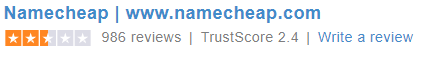 Namecheap Trust Pilot Score